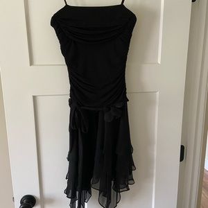 BCBG black formal dress. Flirty and fun!! Like new   Size XS